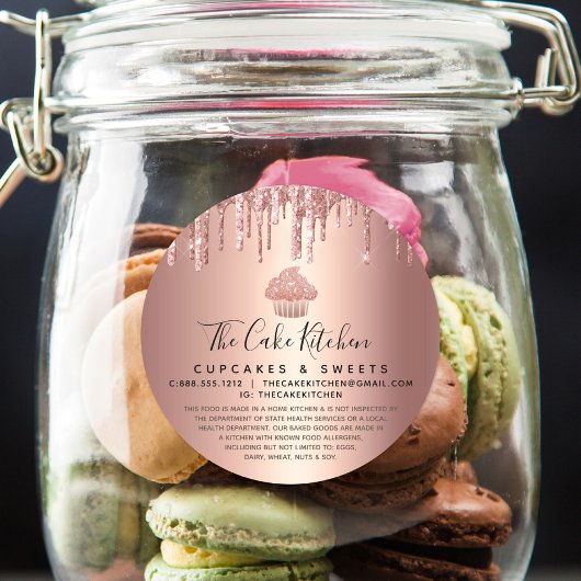 カップケーキバラ金ゴールド銅ドリップベーカリーシェフリーガル ラウンドシール