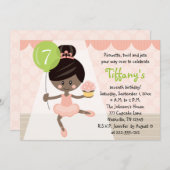 カップケーキバレリナ誕生日招待状アフリカンアマー 招待状 (正面/裏面)