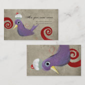 カップケーキバード紫色の赤い渦巻き名刺 名刺 (正面/裏面)