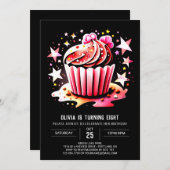 カップケーキパステルエレガンスマフィンガール誕生日 招待状 (正面/裏面)