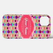 カップケーキパターンのホットピンクパーソナライズされたの名前 Case-Mate iPhoneケース (裏面 (横))