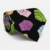 カップケーキパターンペーストリー作りの職人のかわいい黒 ネクタイ (ロール)