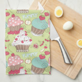 カップケーキパターン キッチンタオル (四つ折り)