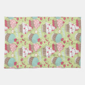 カップケーキパターン キッチンタオル (横)