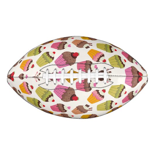 カップケーキパターン、マフィンパターン、チョコレート、ハート アメリカンフットボール (正面)