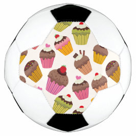 カップケーキパターン、マフィンパターン、チョコレート、ハート サッカーボール