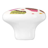 カップケーキパターン、マフィンパターン、チョコレート、ハート セラミックノブ (側面)