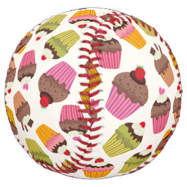 カップケーキパターン、マフィンパターン、チョコレート、ハート ソフトボール