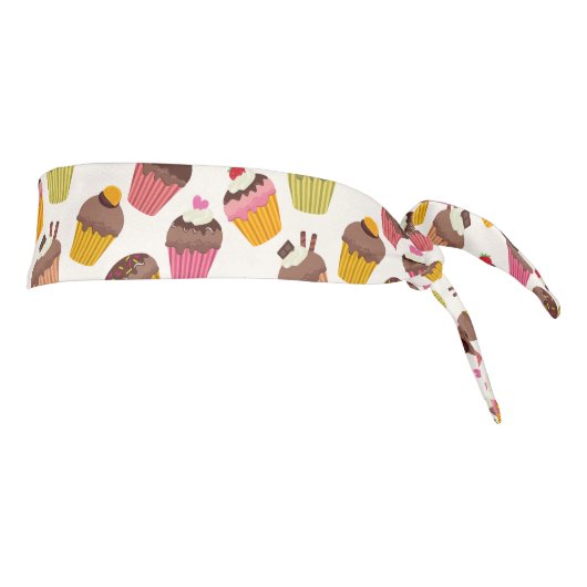 カップケーキパターン、マフィンパターン、チョコレート、ハート タイヘッドバンド (回転90)