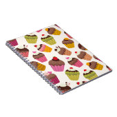 カップケーキパターン、マフィンパターン、チョコレート、ハート ノートブック (右側)