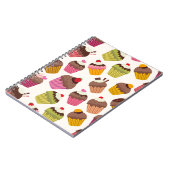 カップケーキパターン、マフィンパターン、チョコレート、ハート ノートブック (左側)