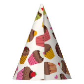 カップケーキパターン、マフィンパターン、チョコレート、ハート パーティーハット (裏面)