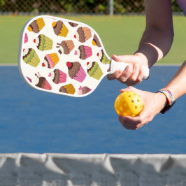 カップケーキパターン、マフィンパターン、チョコレート、ハート ピックルボールラケット