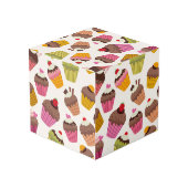 カップケーキパターン、マフィンパターン、チョコレート、ハート フォトキューブ (裏面アングル)