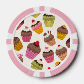 カップケーキパターン、マフィンパターン、チョコレート、ハート ポーカーチップ (正面)