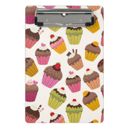 カップケーキパターン、マフィンパターン、チョコレート、ハート ミニクリップボード