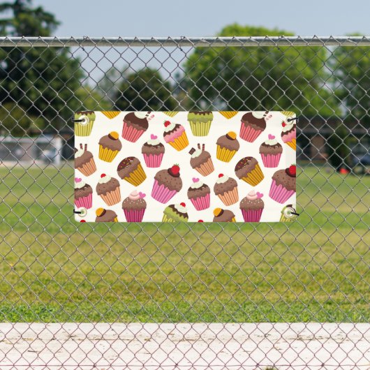 カップケーキパターン、マフィンパターン、チョコレート、ハート 横断幕 (インサイチュ)