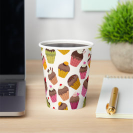 カップケーキパターン、マフィンパターン、チョコレート、ハート 紙コップ