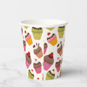 カップケーキパターン、マフィンパターン、チョコレート、ハート 紙コップ (右)