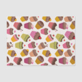 カップケーキパターン、マフィンパターン、チョコレート、ハート 薄葉紙 (正面)