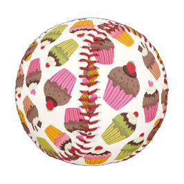 カップケーキパターン、マフィンパターン、チョコレート、ハート 野球ボール