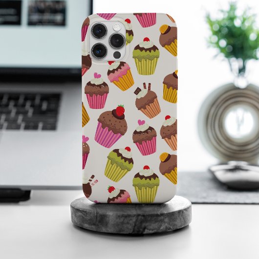カップケーキパターン、マフィンパターン、チョコレート、ハート Case-Mate iPhoneケース