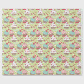 カップケーキパターン ラッピングペーパー (フラット)