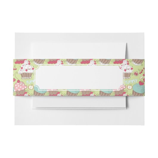 カップケーキパターン 招待状ベリーバンド (正面例)