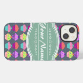 カップケーキパターンMintPersonized名 iPhoneケース (裏面横)
