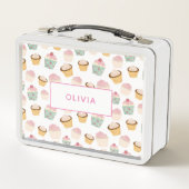 カップケーキパーソナライズされた名前をカスタムする メタルランチボックス (正面)