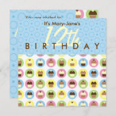 カップケーキパーソナライズされた誕生日招待状 招待状 (正面/裏面)