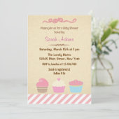 カップケーキパーティーベビーシャワー招待状 招待状 (スタンド正面)