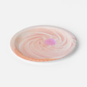 カップケーキピンクつや消しキャンディハートかわいい ペーパープレート (アングル)