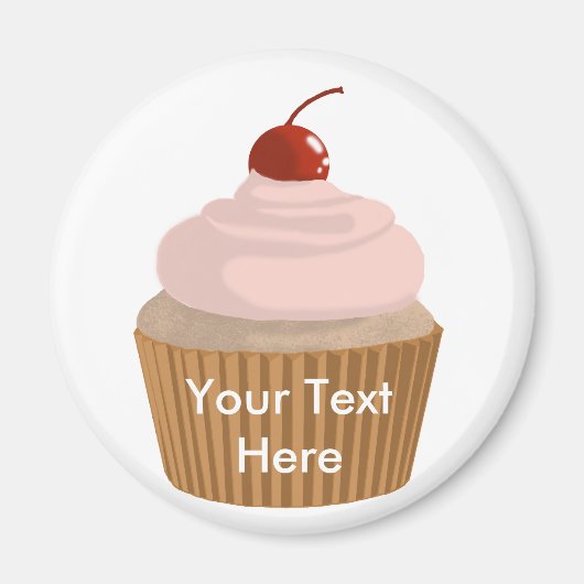 カップケーキピンクとブラウン マグネット (正面)