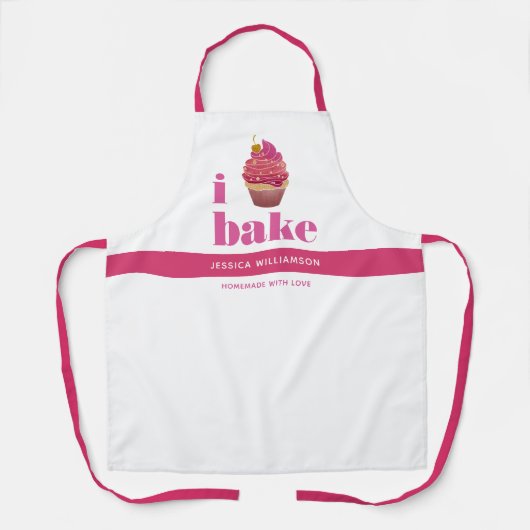 カップケーキピンクレッド金ゴールドベークモダンはっきりしたタイポグラフィ エプロン (正面)
