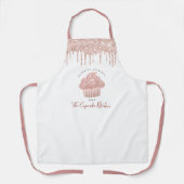 カップケーキピンクローズグリッタードリップスベーカリーパティシシェフ エプロン (正面)