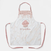 カップケーキピンクローズグリッタードリップスマーブルベーカリーシェフ エプロン (正面)