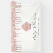 カップケーキピンクローズ金ゴールドグリッタードリップスベーカリーシェフ 横断幕 (縦)