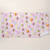 カップケーキピンク模様 ビーチタオル (正面)