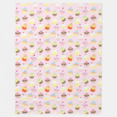 カップケーキピンク模様 フリースブランケット (正面)