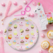 カップケーキピンク模様 ペーパープレート (パーティー)