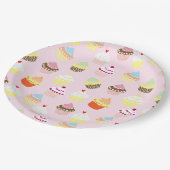 カップケーキピンク模様 ペーパープレート (アングル)