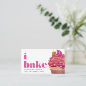 カップケーキピンク赤金ゴールドパティシシェフベイクタイはっきりしたプ 名刺 (スタンド正面)