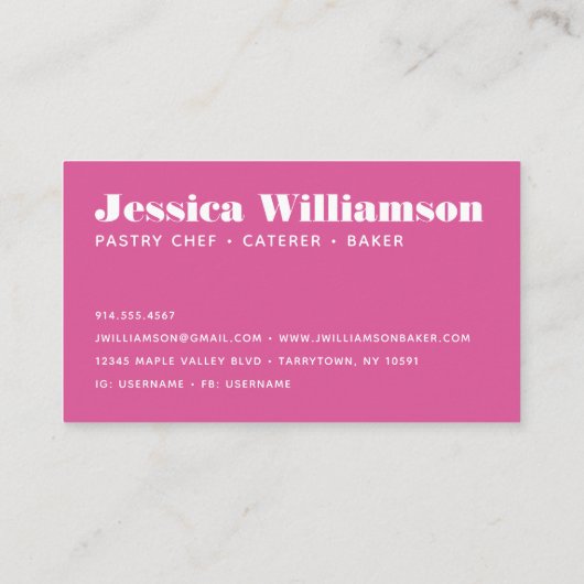カップケーキピンク赤金ゴールドパティシシェフベイクタイはっきりしたプ 名刺 (裏面)