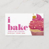 カップケーキピンク赤金ゴールドパティシシェフベイクタイはっきりしたプ 名刺 (正面)