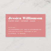 カップケーキピンク金ゴールドパティシシェフベイクタイモダンプ 名刺 (裏面)