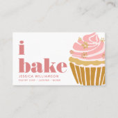 カップケーキピンク金ゴールドパティシシェフベイクタイモダンプ 名刺 (正面)