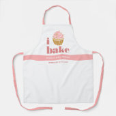 カップケーキピンク金ゴールドIベーキングモダンはっきりしたタイポグラフィ エプロン (正面)