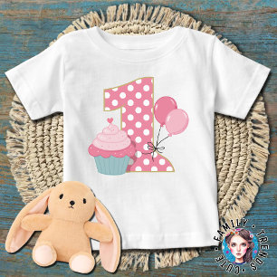 カップケーキファースト誕生日 ベビーTシャツ