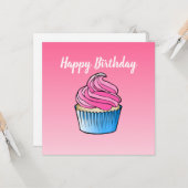 カップケーキフラットグリーティング誕生日カード カード (正面/裏面インサイチュ)